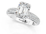 White gold Emerald Cut Cut Pave Diamond Engagement Ring with Channel Set Band and Four-Prong Setting_1
