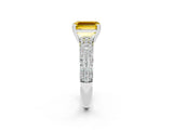 White gold Emerald Cut Cut Pave Diamond Engagement Ring with Channel Set Band and Four-Prong Setting_2