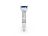 White gold Emerald Cut Cut Pave Diamond Engagement Ring with Channel Set Band and Four-Prong Setting_2