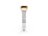 White gold Emerald Cut Cut Pave Diamond Engagement Ring with Channel Set Band and Four-Prong Setting_2