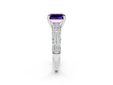 White gold Emerald Cut Cut Pave Diamond Engagement Ring with Channel Set Band and Four-Prong Setting_2