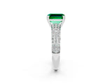 White gold Emerald Cut Cut Pave Diamond Engagement Ring with Channel Set Band and Four-Prong Setting_2