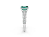 White gold Emerald Cut Cut Pave Diamond Engagement Ring with Channel Set Band and Four-Prong Setting_2