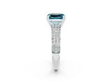 White gold Emerald Cut Cut Pave Diamond Engagement Ring with Channel Set Band and Four-Prong Setting_2