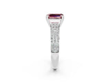 White gold Emerald Cut Cut Pave Diamond Engagement Ring with Channel Set Band and Four-Prong Setting_2