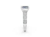 White gold Emerald Cut Cut Pave Diamond Engagement Ring with Channel Set Band and Four-Prong Setting_2