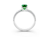 White gold Emerald Cut Cut Pave Diamond Engagement Ring with Channel Set Band and Four-Prong Setting_3