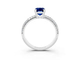 White gold Emerald Cut Cut Pave Diamond Engagement Ring with Channel Set Band and Four-Prong Setting_3
