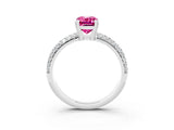 White gold Emerald Cut Cut Pave Diamond Engagement Ring with Channel Set Band and Four-Prong Setting_3