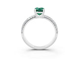 White gold Emerald Cut Cut Pave Diamond Engagement Ring with Channel Set Band and Four-Prong Setting_3