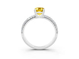 White gold Emerald Cut Cut Pave Diamond Engagement Ring with Channel Set Band and Four-Prong Setting_3