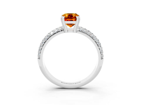 White gold Emerald Cut Cut Pave Diamond Engagement Ring with Channel Set Band and Four-Prong Setting_3