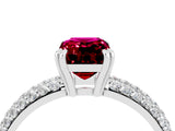 White gold Emerald Cut Cut Pave Diamond Engagement Ring with Channel Set Band and Four-Prong Setting_4