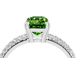White gold Emerald Cut Cut Pave Diamond Engagement Ring with Channel Set Band and Four-Prong Setting_4