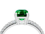 White gold Emerald Cut Cut Pave Diamond Engagement Ring with Channel Set Band and Four-Prong Setting_4