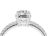 White gold Emerald Cut Cut Pave Diamond Engagement Ring with Channel Set Band and Four-Prong Setting_4