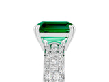 White gold Emerald Cut Cut Pave Diamond Engagement Ring with Channel Set Band and Four-Prong Setting_5