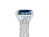White gold Emerald Cut Cut Pave Diamond Engagement Ring with Channel Set Band and Four-Prong Setting_5