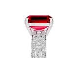 White gold Emerald Cut Cut Pave Diamond Engagement Ring with Channel Set Band and Four-Prong Setting_5