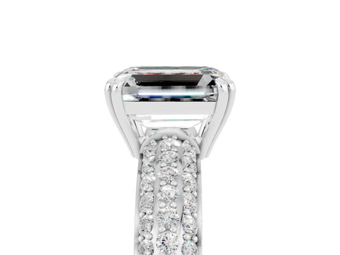 White gold Emerald Cut Cut Pave Diamond Engagement Ring with Channel Set Band and Four-Prong Setting_5