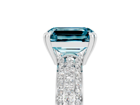 White gold Emerald Cut Cut Pave Diamond Engagement Ring with Channel Set Band and Four-Prong Setting_5