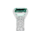 White gold Emerald Cut Cut Pave Diamond Engagement Ring with Channel Set Band and Four-Prong Setting_5