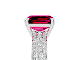 White gold Emerald Cut Cut Pave Diamond Engagement Ring with Channel Set Band and Four-Prong Setting_5
