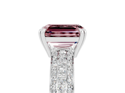 White gold Emerald Cut Cut Pave Diamond Engagement Ring with Channel Set Band and Four-Prong Setting_5
