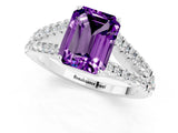 White gold Emerald Cut Cut Split Shank Pave Diamond Engagement Ring with Four-Prong Setting_1