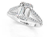 White gold Emerald Cut Cut Split Shank Pave Diamond Engagement Ring with Four-Prong Setting_1