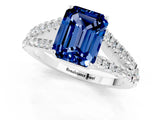 White gold Emerald Cut Cut Split Shank Pave Diamond Engagement Ring with Four-Prong Setting_1