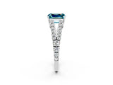 White gold Emerald Cut Cut Split Shank Pave Diamond Engagement Ring with Four-Prong Setting_2