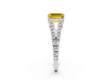 White gold Emerald Cut Cut Split Shank Pave Diamond Engagement Ring with Four-Prong Setting_2