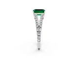 White gold Emerald Cut Cut Split Shank Pave Diamond Engagement Ring with Four-Prong Setting_2