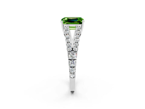White gold Emerald Cut Cut Split Shank Pave Diamond Engagement Ring with Four-Prong Setting_2