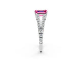 White gold Emerald Cut Cut Split Shank Pave Diamond Engagement Ring with Four-Prong Setting_2