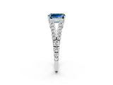 White gold Emerald Cut Cut Split Shank Pave Diamond Engagement Ring with Four-Prong Setting_2