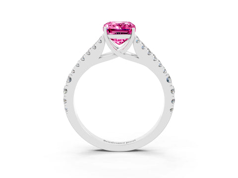 White gold Emerald Cut Cut Split Shank Pave Diamond Engagement Ring with Four-Prong Setting_3