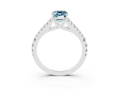 White gold Emerald Cut Cut Split Shank Pave Diamond Engagement Ring with Four-Prong Setting_3
