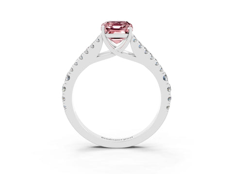 White gold Emerald Cut Cut Split Shank Pave Diamond Engagement Ring with Four-Prong Setting_3
