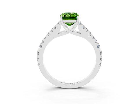 White gold Emerald Cut Cut Split Shank Pave Diamond Engagement Ring with Four-Prong Setting_3