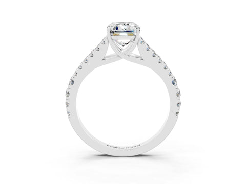 White gold Emerald Cut Cut Split Shank Pave Diamond Engagement Ring with Four-Prong Setting_3