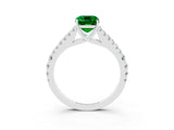 White gold Emerald Cut Cut Split Shank Pave Diamond Engagement Ring with Four-Prong Setting_3