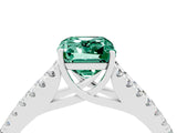 White gold Emerald Cut Cut Split Shank Pave Diamond Engagement Ring with Four-Prong Setting_4