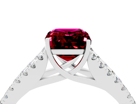 White gold Emerald Cut Cut Split Shank Pave Diamond Engagement Ring with Four-Prong Setting_4