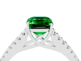 White gold Emerald Cut Cut Split Shank Pave Diamond Engagement Ring with Four-Prong Setting_4