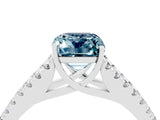 White gold Emerald Cut Cut Split Shank Pave Diamond Engagement Ring with Four-Prong Setting_4