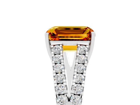 White gold Emerald Cut Cut Split Shank Pave Diamond Engagement Ring with Four-Prong Setting_5