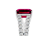 White gold Emerald Cut Cut Split Shank Pave Diamond Engagement Ring with Four-Prong Setting_5
