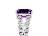 White gold Emerald Cut Cut Split Shank Pave Diamond Engagement Ring with Four-Prong Setting_5